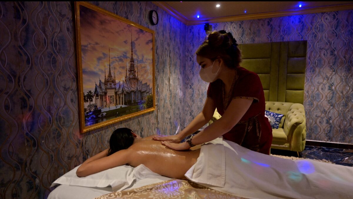 Traditional Thai massage in a private candle-lit suite